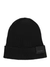 Tom Ford Mens Black Logo-patch Ribbed Cashmere-knit Beanie Hat In Black