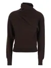 Tom Ford Brown Sweater With High Neck In Cashmere And Cotton Blend Woman In Brown