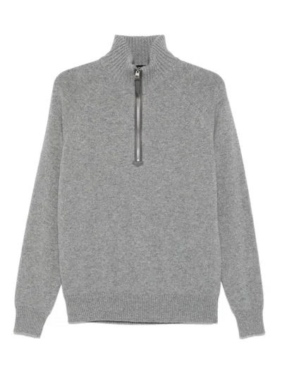 TOM FORD CASHMERE LAMBSWOOL HALF ZIP SWEATER