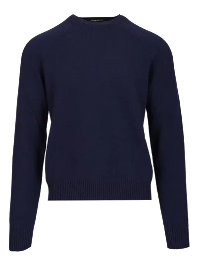 Tom Ford Cashmere Lambswool Ls Crew Neck Knitwear Blue
