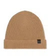 Tom Ford Mens Doe Branded-tab Ribbed Cashmere Beanie Hat In Brown