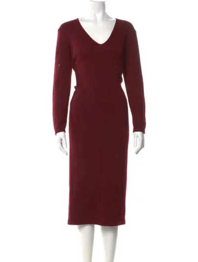 Pre-owned Tom Ford Cashmere Midi Length Dress In Burgundy