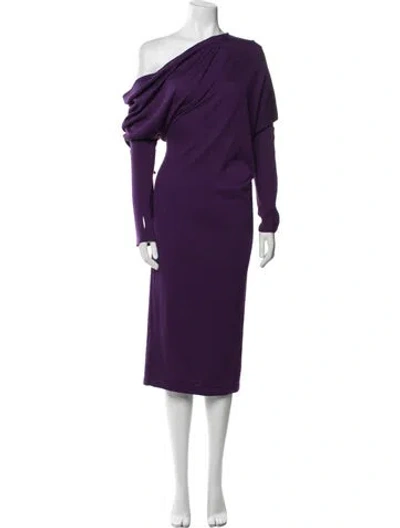 Pre-owned Tom Ford Cashmere Midi Length Dress In Purple