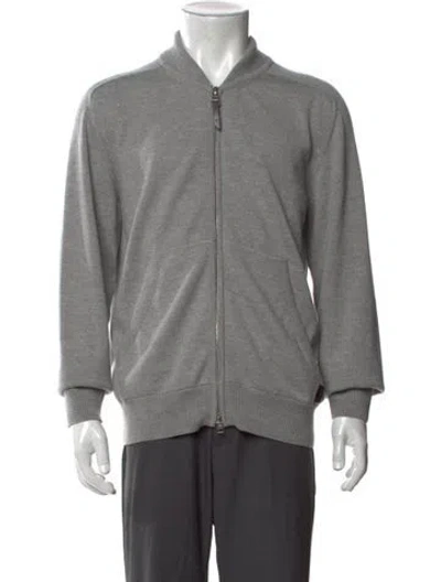 Pre-owned Tom Ford Cashmere Mock Neck Cardigan In Gray