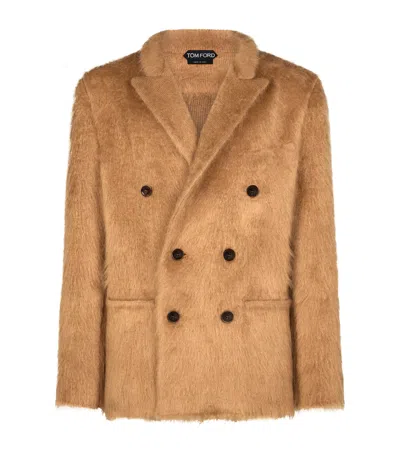 Tom Ford Cashmere-mohair-silk Jacket In Brown