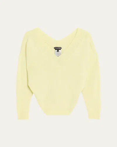 Tom Ford Cashmere Off-the-shoulder Sweater In Yellow