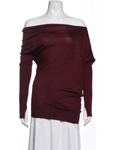 Pre-owned Tom Ford Cashmere Off-the-shoulder Sweater In Burgundy