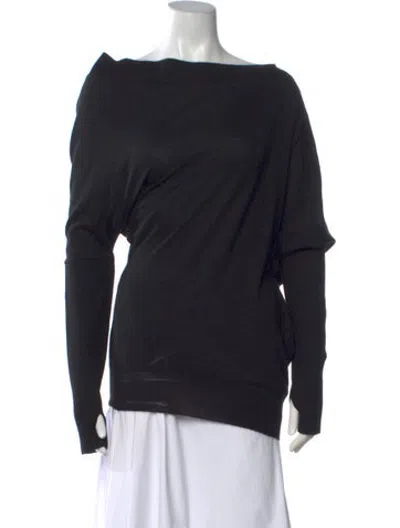 Pre-owned Tom Ford Cashmere Off-the-shoulder Top In Black