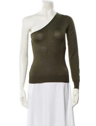 Pre-owned Tom Ford Cashmere One-shoulder Top In Green