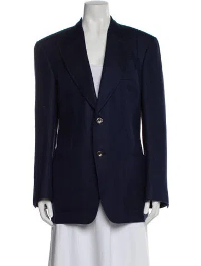 Pre-owned Tom Ford Cashmere Plaid Print Blazer In Blue