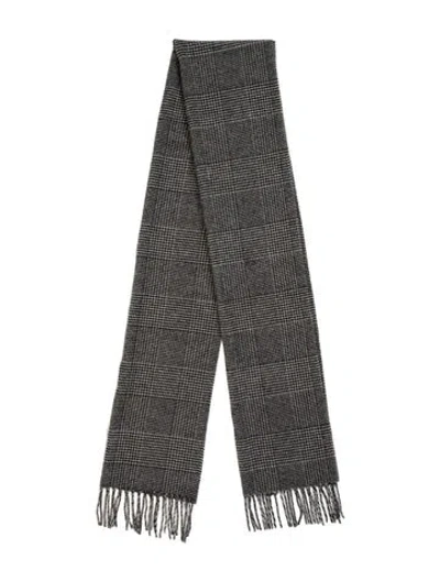 Pre-owned Tom Ford Cashmere Plaid Print Scarf In Grey