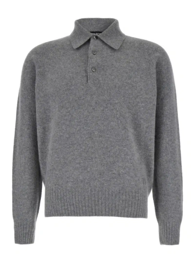 Tom Ford Cashmere Polo Shirt In Grey