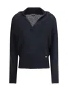 Tom Ford Ribbed Finish Wool Polo Sweater In Blue