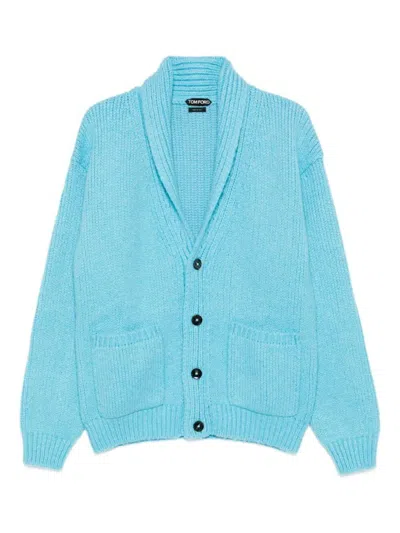 Tom Ford Cashmere Shawl Collar Cardigan Clothing In Blue