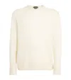 Tom Ford Mens Crew-neck Long-sleeves Regular-fit Cotton Jumper Light Grey In White