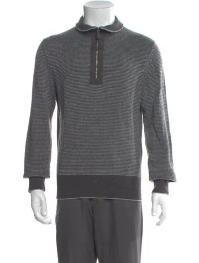 Pre-owned Tom Ford Cashmere Striped Polo Sweater In Gray