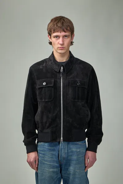 Tom Ford Cashmere Suede Chest Pocket Blouson In Black