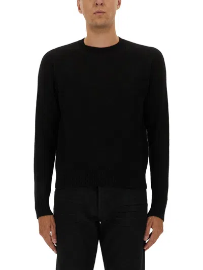 Tom Ford Ribbed Hem Long Sleeve Crew Neck Sweater In Black