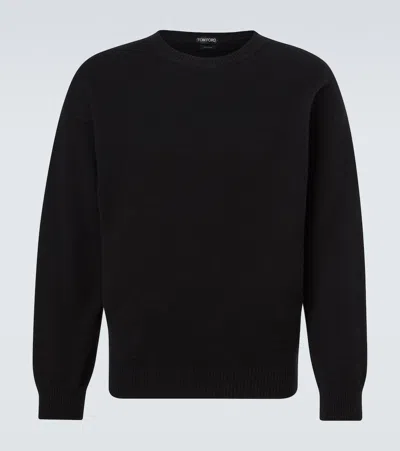 Tom Ford Cashmere Long Sleeve Crewneck Sweater In Black