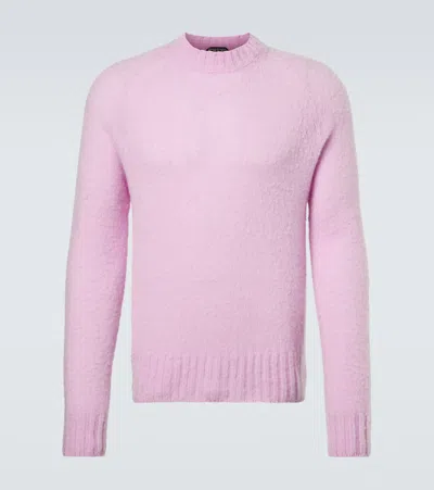 Tom Ford Brushed Cashmere Seamless Crewneck Sweater In Purple