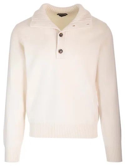 Tom Ford Buttoned-collar Jumper In White
