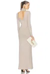 Tom Ford Open-back Cashmere Turtleneck Maxi Dress In Pale Camel
