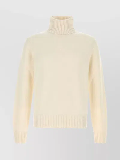 Tom Ford Cashmere Turtleneck Sweater With Ribbed Cuffs And Hem In Neutral