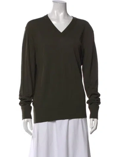 Pre-owned Tom Ford Cashmere V-neck Sweater In Green