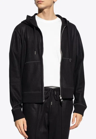 Tom Ford Cashmere Zip-up Hooded Sweatshirt In Black