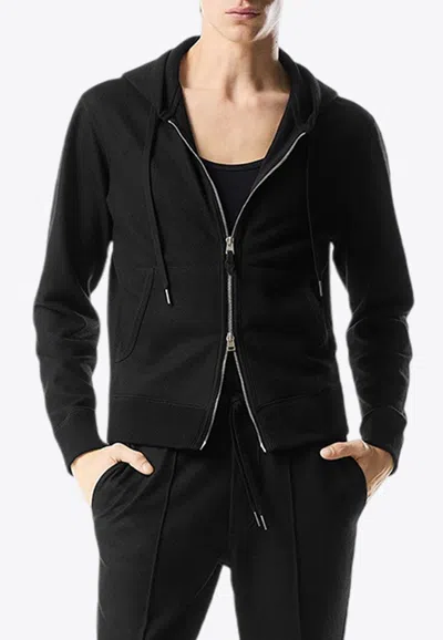 Tom Ford Cashmere Zip-up Hoodie In Black
