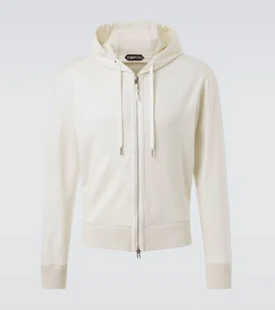Tom Ford Cashmere Zip-up Hoodie In White