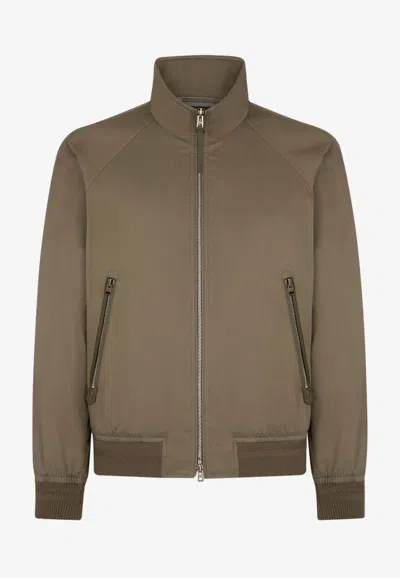 Tom Ford Cashmere-lined Zipped Jacket In Green