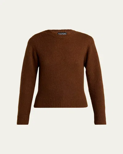Tom Ford Cashmere-silk Crewneck Sweater In Brown