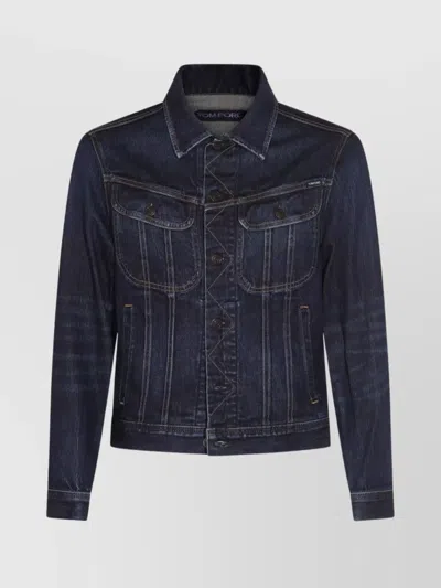 Tom Ford Casual Jacket With Long Sleeves And Chest Pockets In Black