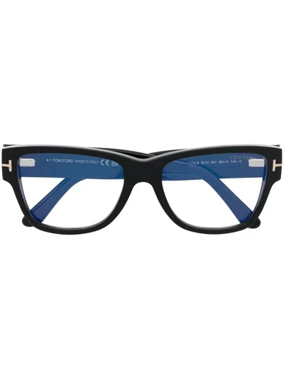 Tom Ford Logo-arm Tortoiseshell Glasses In Schwarz