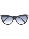 Tom Ford Cat-eye-sonnenbrille Mit Logo In Black