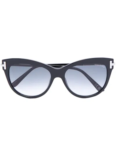 Tom Ford Cat-eye-sonnenbrille Mit Logo In Black
