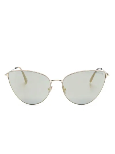 Tom Ford Cat-eye-frame Straight-arms Sunglasses In Gold