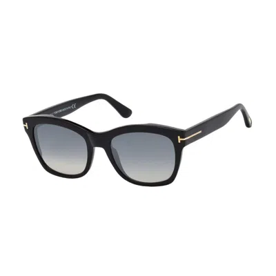 TOM FORD CAT EYE FULL RIM, WITH A COLOURED HAVANA FRAME AND SMOKE GRADIENT LENS.