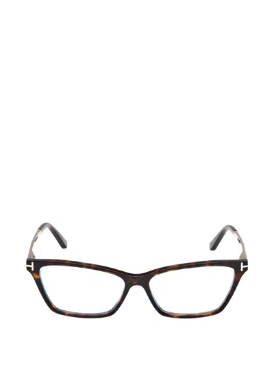 Tom Ford 56mm Butterfly Optical Glasses In Brown
