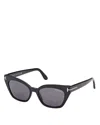Tom Ford Cat Eye Sunglasses, 52mm In Black/smoke