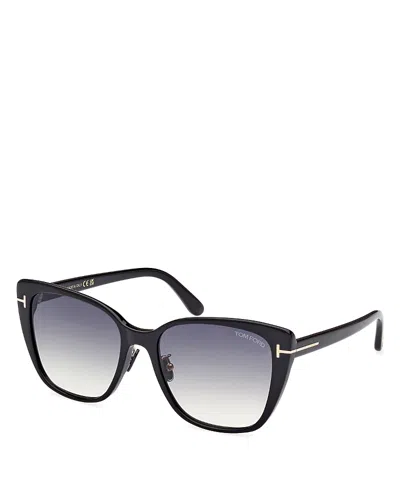 Tom Ford Cat Eye Sunglasses, 57mm In Black