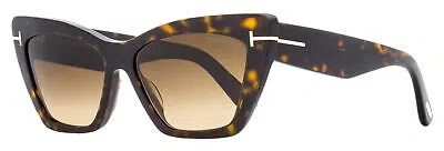 Pre-owned Tom Ford Cat Eye Sunglasses Tf871 Wyatt 52f Dark Havana 56mm Ft0871 In Brown