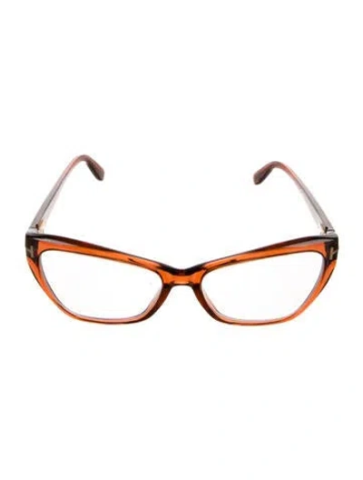 Pre-owned Tom Ford Cat-eye Eyeglasses In Brown