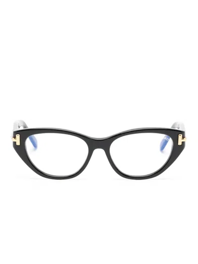 Tom Ford Cat-eye Gold-tone Glasses In Black