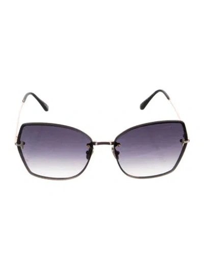 Pre-owned Tom Ford Cat-eye Gradient Sunglasses In Black/metallic