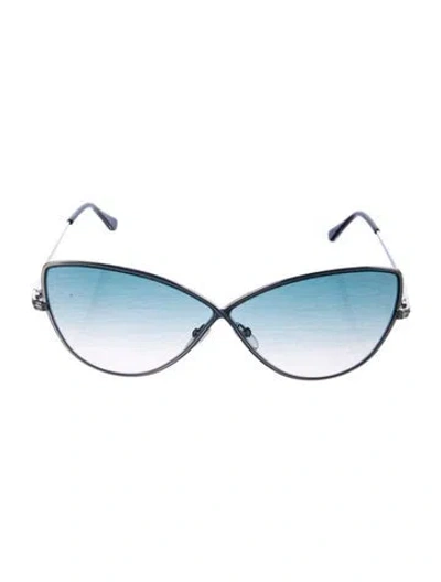 Pre-owned Tom Ford Cat-eye Gradient Sunglasses In Metallic/silver