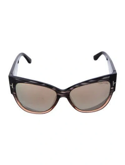 Pre-owned Tom Ford Cat-eye Mirrored Sunglasses In Black