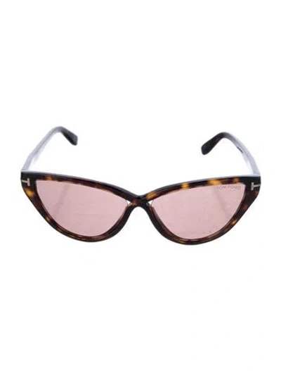 Pre-owned Tom Ford Cat-eye Tinted Sunglasses In Brown