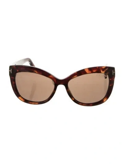 Pre-owned Tom Ford Cat-eye Tinted Sunglasses In Brown